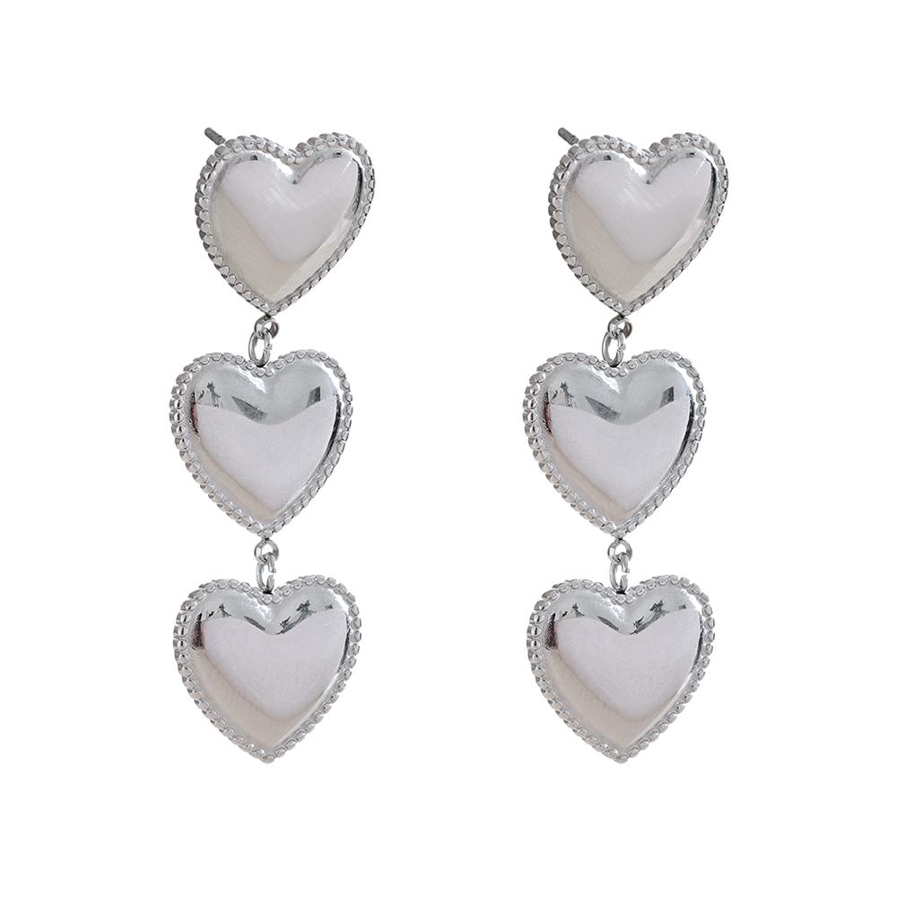 Yhpup Stainless Steel Metal Waterproof Heart Love Drop Dangle Earrings Popular Fashion Daily Charm Statement Jewelry for Women