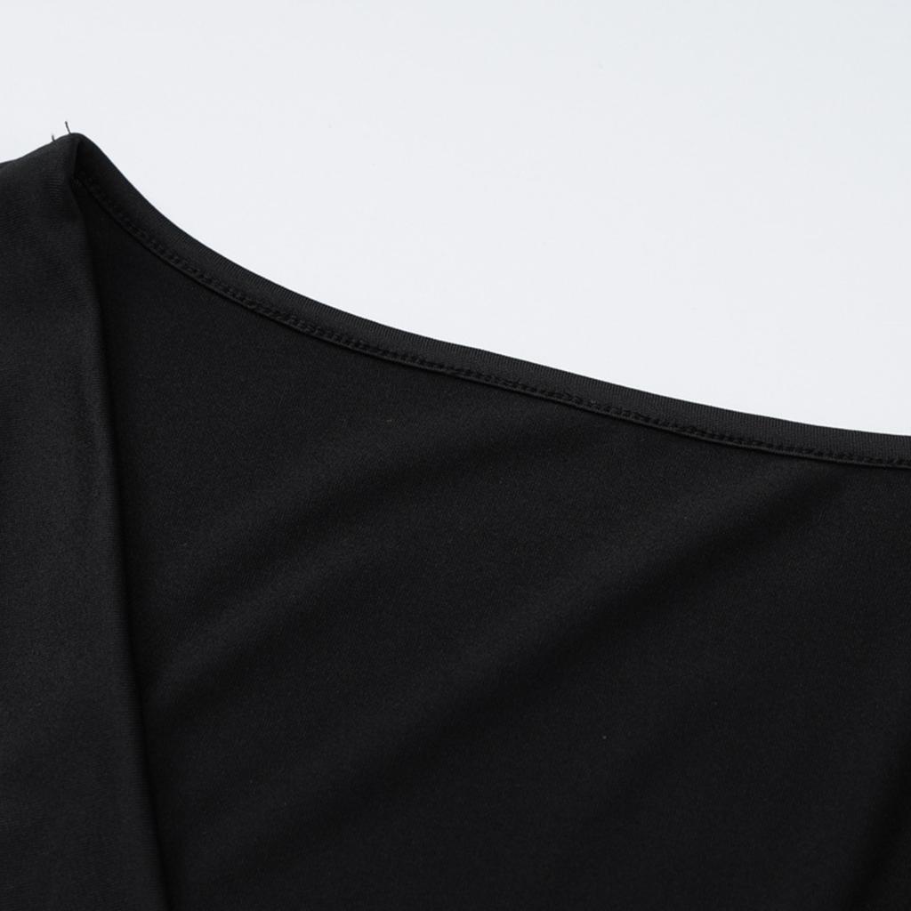 Женская сексуальная драпированная футболка с длинным рукавом и вырезом, облегающий топ с глубоким вырезом, рубашки для выхода в свет