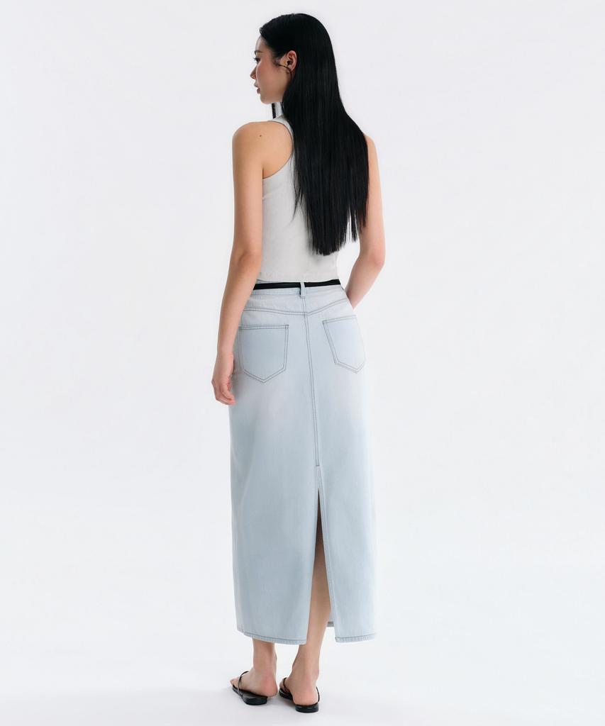 Musinsa Standard Woman Women'S Lightweight Denim Maxi Skirt [Pale Blue]