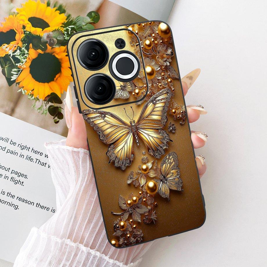 For Itel A80 A90 A95 A70 A60 A60s Phone Case Matte Soft TPU Bumper Cover Cool Cartoon Luxury Butterfly Flower Bow Pattern Funda