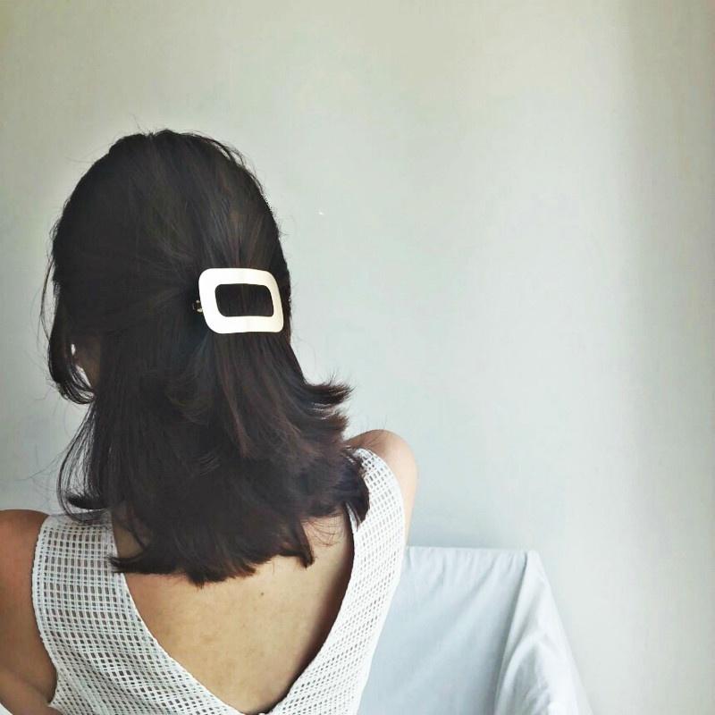 Nordic Cold Temperature Geometric Square Metal Spinker Simple Wild Horsetail Clip Hairpin Hairdressers Headdress