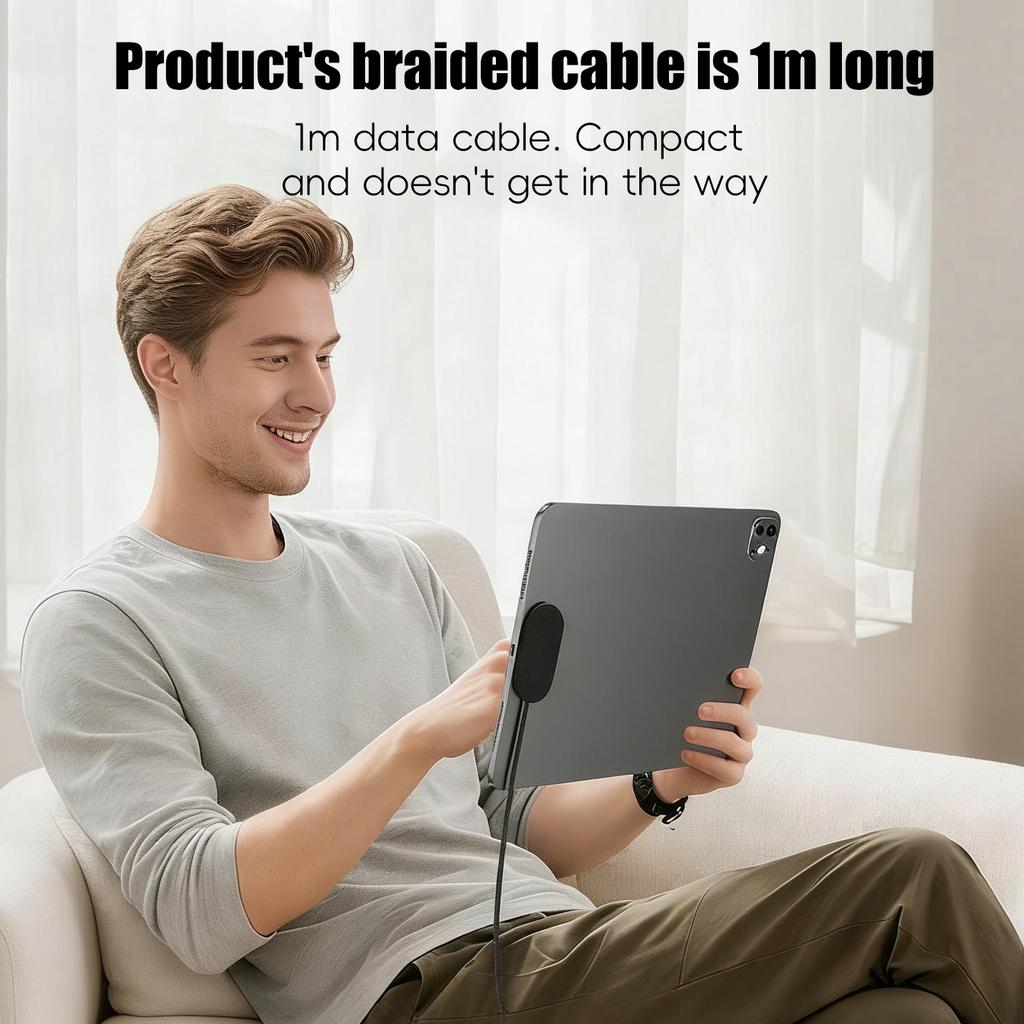 Товар для дропшиппинга Текстура кожи Длина 1 м Прочный порт USB-C Магнитное беспроводное зарядное устройство для Pad 11 дюймов 12,9 дюйма 13 дюймов U27
