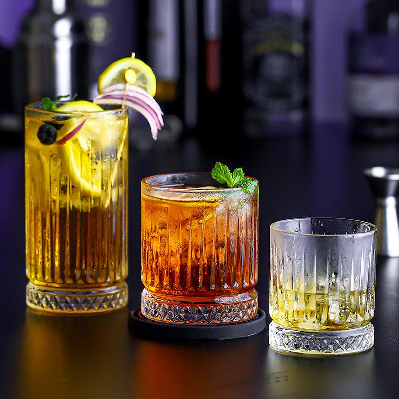 1pcs Wine Glass Ice Stripe Glasses Baijiu Cups Set Household Wine Dispenser Cups Foreign Wine Mug Whisky Beer Glass Shot Glass 5