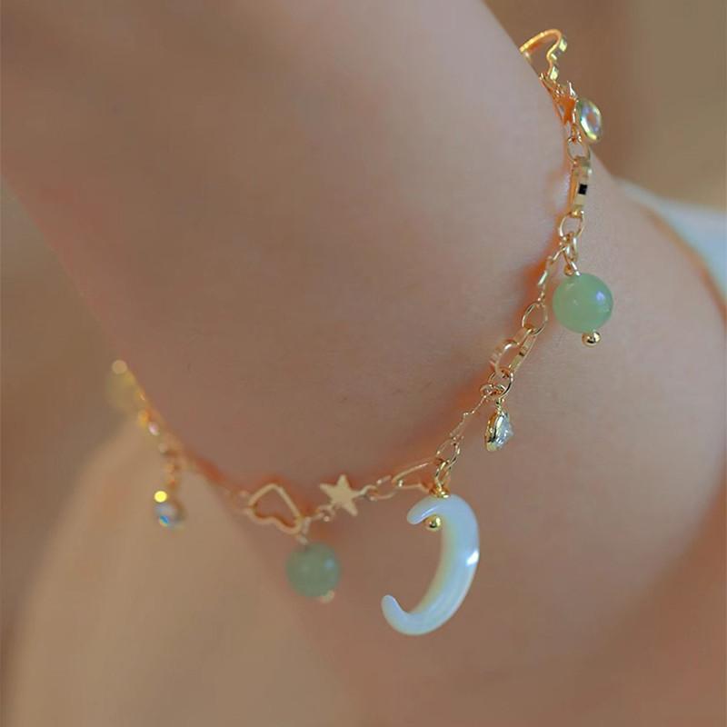 IFME браслеты с кристаллами и звездами и луной для женщин, корейский браслет с резным кулоном в форме сердца, модные аксессуары, ювелирные изделия