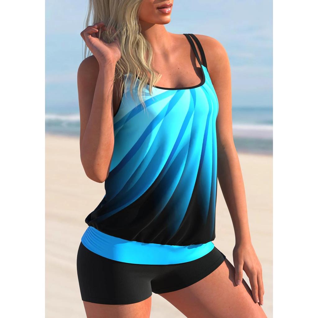 2024 Summer Women Two Pieces Set Tankini New Design Printing Swimwear Bathing Suit Beachwear Fashion Swimsuit Monokini S-8XL