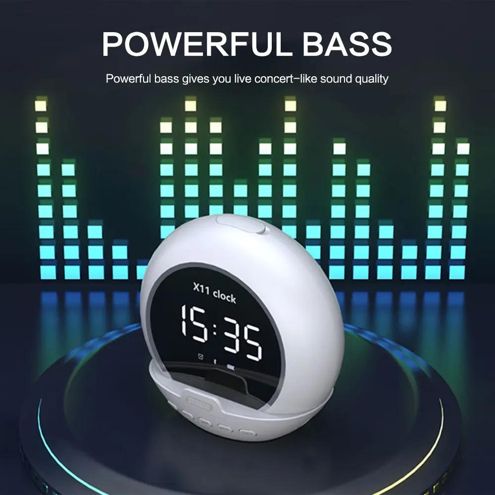 Портативная Bluetooth-колонка TWS с мощным сабвуфером, будильником, держателем для телефона, термометром, цифровое мини-аудиоустройство
