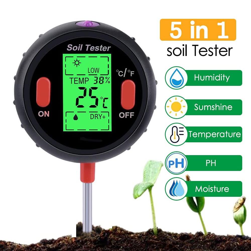 Soil Tester Multiple Function Large Screen Electronic Digital Display Soil Moisture PH Temperature