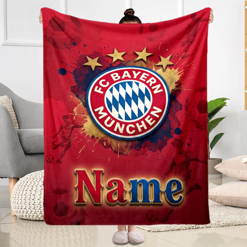 Bayern Munich Fan Artwork Customize Text Blanket Gift Personalized Blanket Durable Comfort Versatile for Bed Nap Seaside Sofa for All Occasions