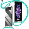 Protective Case - BOOLING - for Samsung Galaxy Z Flip 3 5G - Flexible - Transparent/Turquoise - Anti-scratch