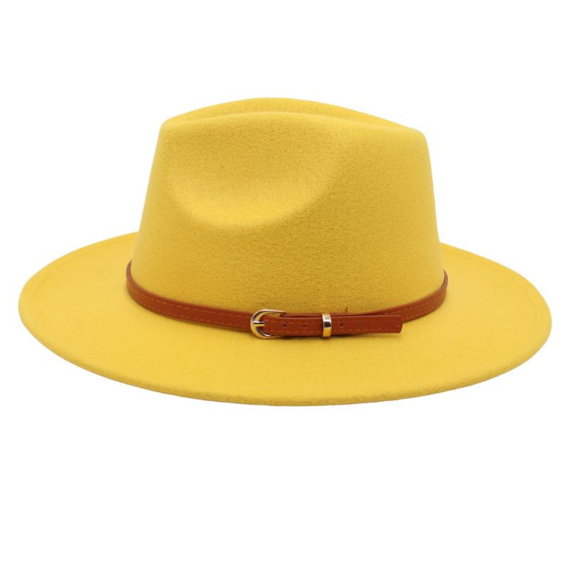 Пряжка для ремня Ностальгическая модель цилиндра Джазовая шляпа Мужская и женская Темпераментная фетровая шляпа Элегантная шерстяная шляпа