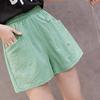 Women's High Waist Linen Loose Casual Thin Wide Leg Linen Shorts