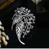 Vintage Rainbow Hollow Out Leaves Brooches for Women Elegant Silver Color Plant Brooch Safety Pins AVE