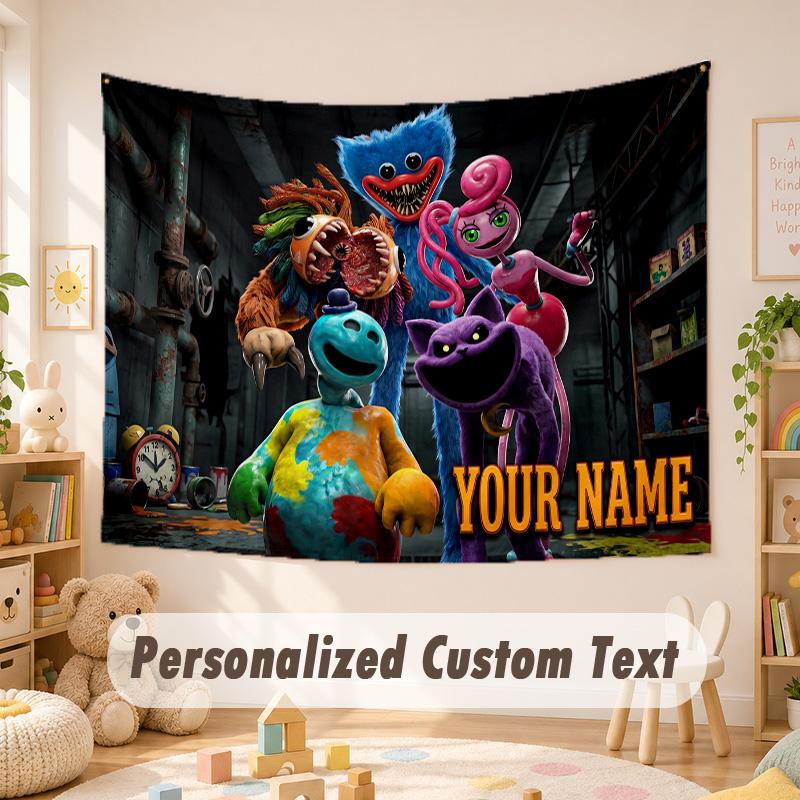 Custom Name Text Tapestry,Poppy Playtime Boho Wall Hanging, Decorative Backdrop Tapestry For Room