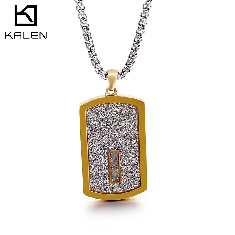 Kalen Stainless Steel Men's Engravable Pendant Fashion Hip-Hop Style Simple Necklace Jewelry Accessories