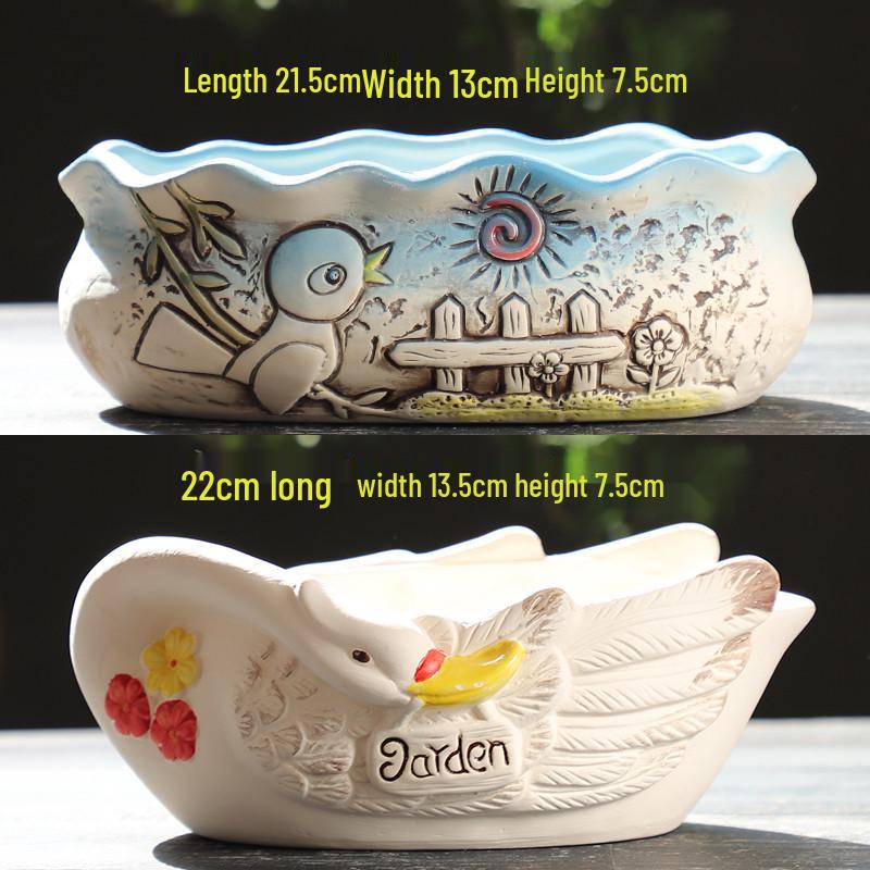 Мультяшный грубый керамический большой керамический горшок для суккулентов в стиле книжки с картинками