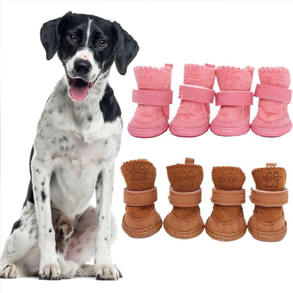 4PCS/Set Fashion Thick Pet Supplies Dog Warm Shoes Pet Winter Shoes Puppy Boots Non-slip