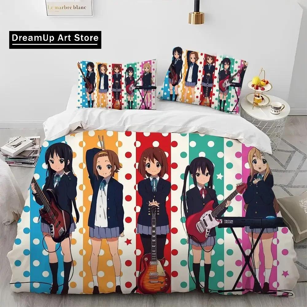 3D K-ON Мультяшный Милый Лолита Кавайные Девочки Комплект Постельного Белья Одеяло, Пододеяльник Комплект Постельного Белья Покрывало Наволочка, Комплект Постельного Белья размера Квин
