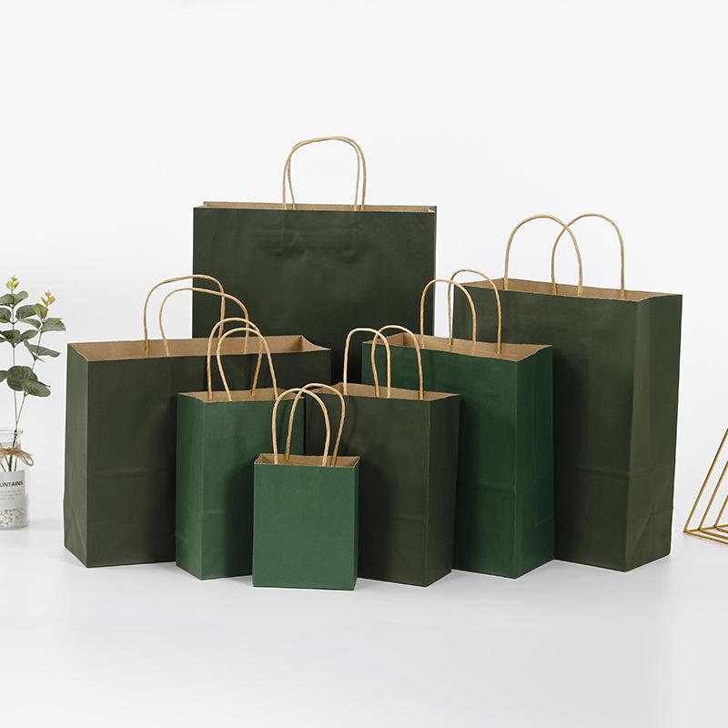10 шт./лот подарочный бумажный пакет с ручками темного цвета праздничный подарочный пакет для свадебной вечеринки чистый темно-синий крафт-бумага