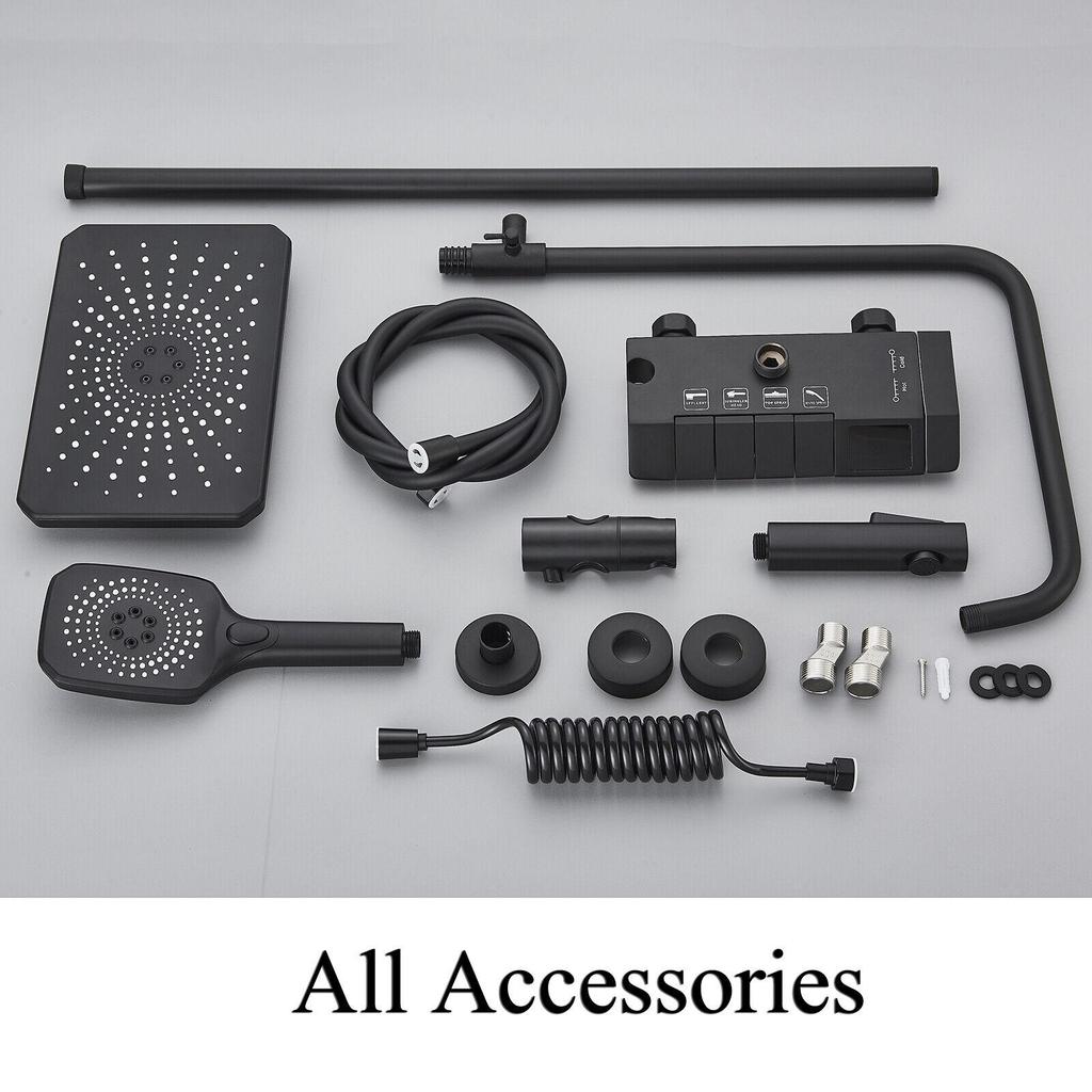 Shower Faucet Set Digital Display 4 Function Piano Key Rainfall Shower Combo Set