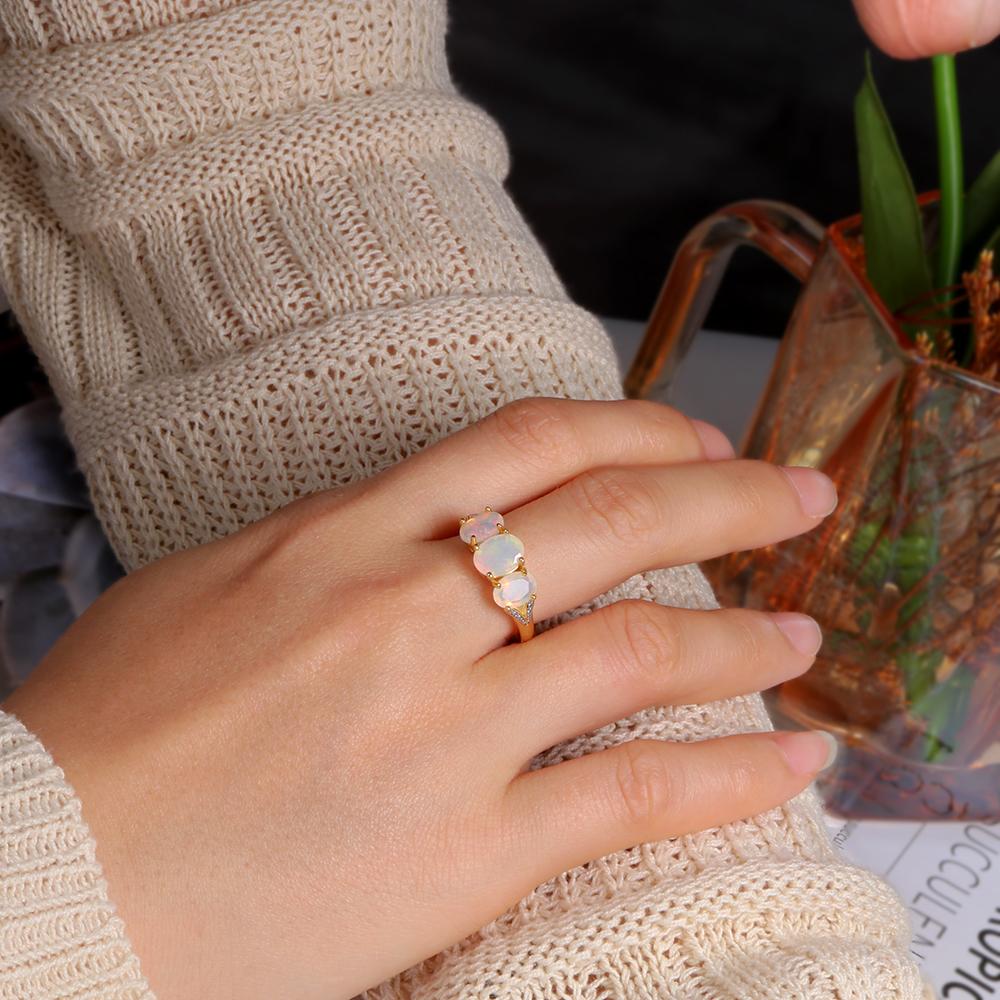 Роскошная мода, октябрьский камень, натуральный опал, серебряное кольцо 925 пробы, ювелирное украшение, подарок на женский день рождения, годовщину и банкет