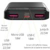 Внешний аккумулятор 10000 мАч USB USB-C micro-USB Быстрая зарядка светодиодный экран Phonillico®