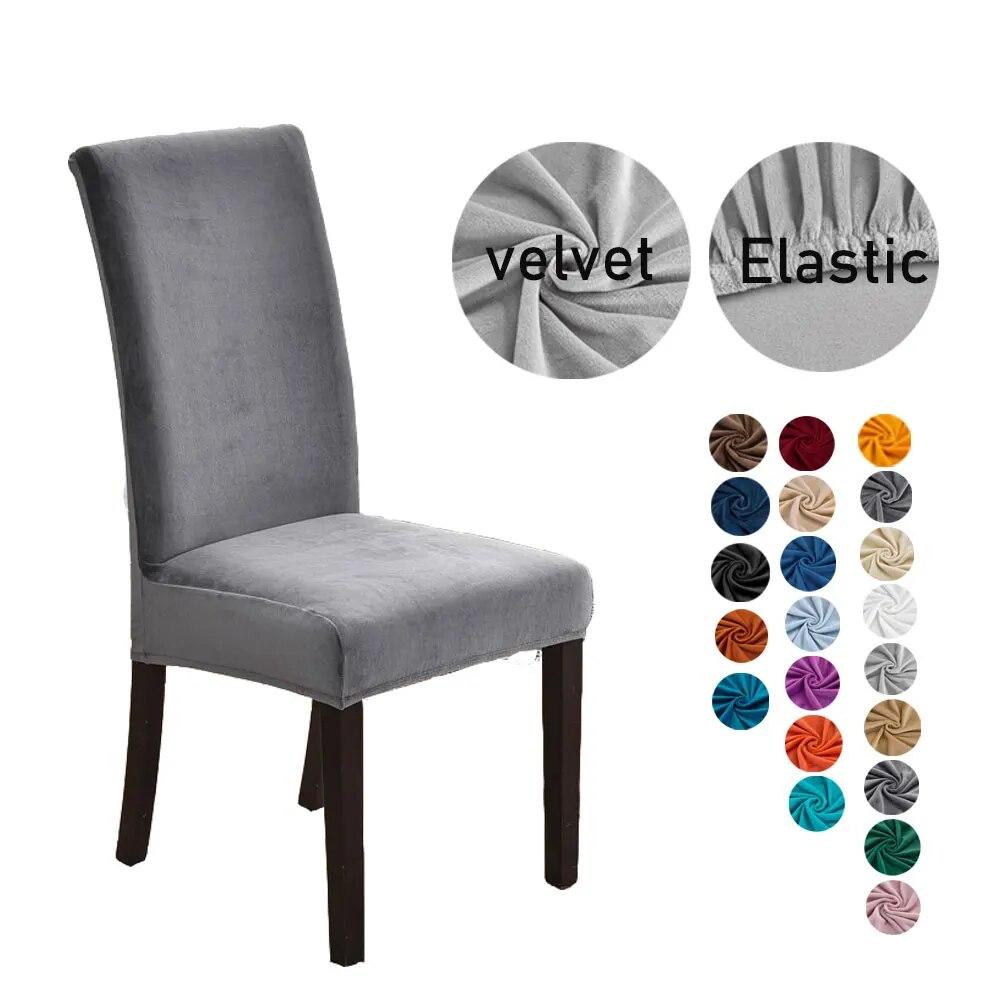 Чехол на обеденный стул, мягкий теплый бархатный чехол из спандекса для кухонного сиденья, сплошной цвет, короткие плюшевые чехлы на стулья, защита для дома