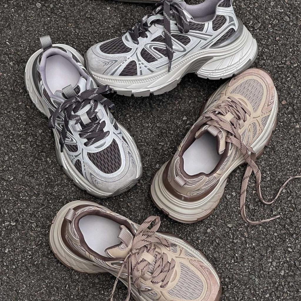 2025 Summer New Mesh Breathable Platform Dad Shoes Women's Versatile Casual Fashion Lightweight Niche Sports Shoes Ins