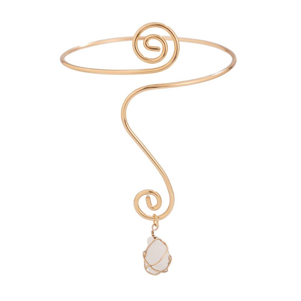 Кулон-капля воды из камней, Браслеты-манжеты на руку, Богемный спиральный браслет на плечо для женщин