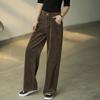Вельветовые широкие брюки, женские новые зимние тонкие прямые длинные брюки с высокой талией и свободной драпировкой