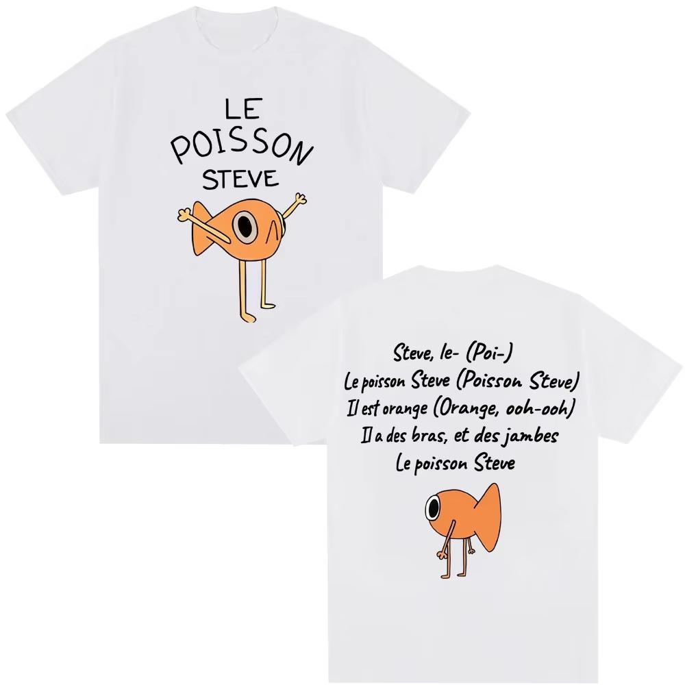 Мужская и женская модная футболка Harajuku с забавным золотым рыбьим мемом «Le Poisson Steve», короткий рукав, оверсайз, хлопок, повседневные футболки