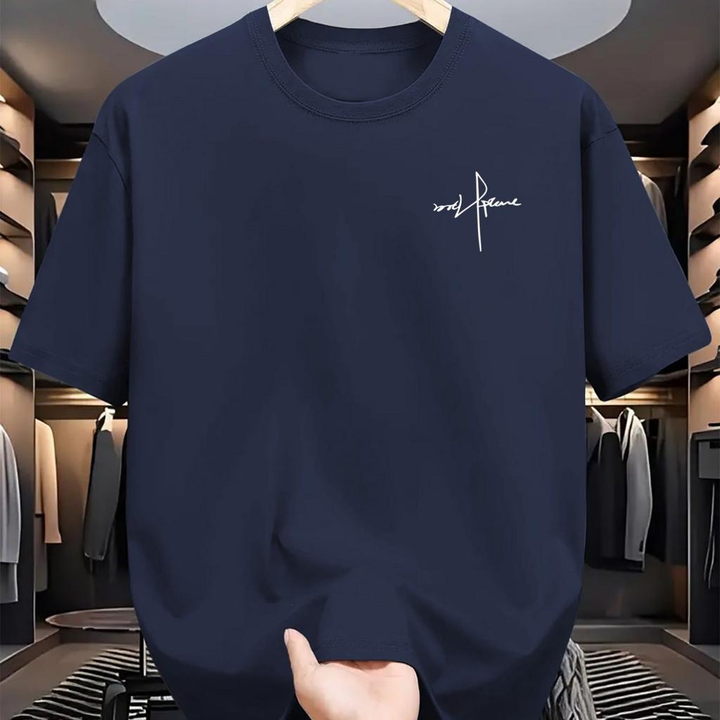 Мужская летняя модная повседневная спортивная футболка свободного кроя из 100 хлопка большого размера с персонализированным принтом букв, круглым вырезом и коротким рукавом