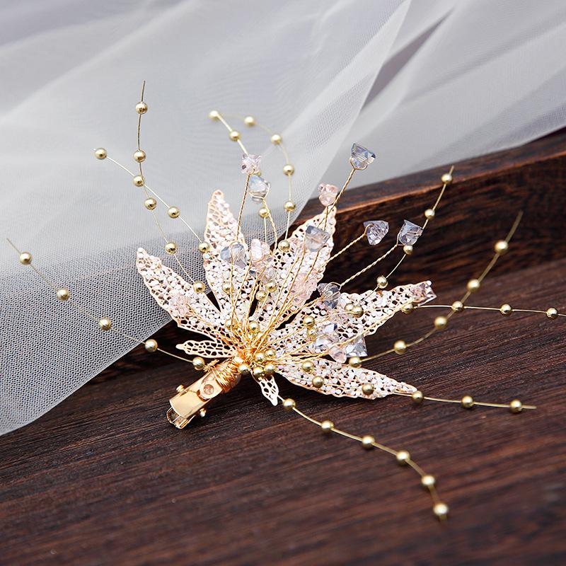 2020 New Bridal Red White Set Headdress Fairy Beautiful Flower Side Clip Hair Accessories Toast Clothing