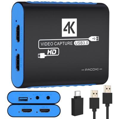 Эта карта захвата оснащена сквозным портом HDMI 4K, картой захвата видеоигр USB 3.0 1080P 60 Гц, высокоскоростной передачей, низкой задержкой, подходит для прямых трансляций игр