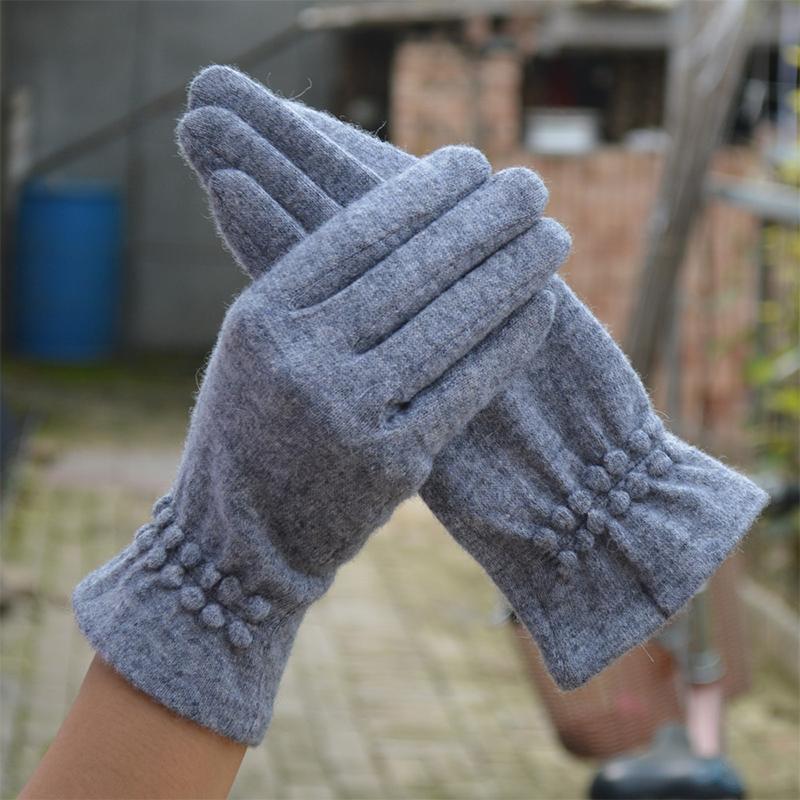 Шерстяные кашемировые перчатки женские теплые с сенсорным экраном зимние повседневные