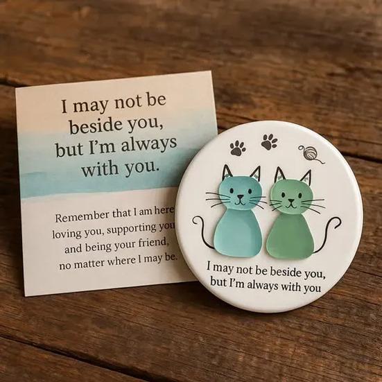 Sea Glass Art Friendship Ornament Round Sea Glass Cat/Crab Christmas Tree Decoration Friendship Keepsake