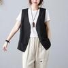 Хлопково-льняной жилет Тонкий летний пальто-жилет Свободный воротник Верхний жилет Однотонный Повседневный Без рукавов Жилет