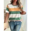Classic Women's T-shirt Stripe Print Summer Outdoor Fashion Round Neck Short Sleeve T-shirt Casual Male Oversized Clothing