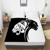 1PC Fitted Sheets Mattress Cover With Elastic Band 3D Bedsheet Linens 200x220 135x200 Bed Sheet Black and White Wolf