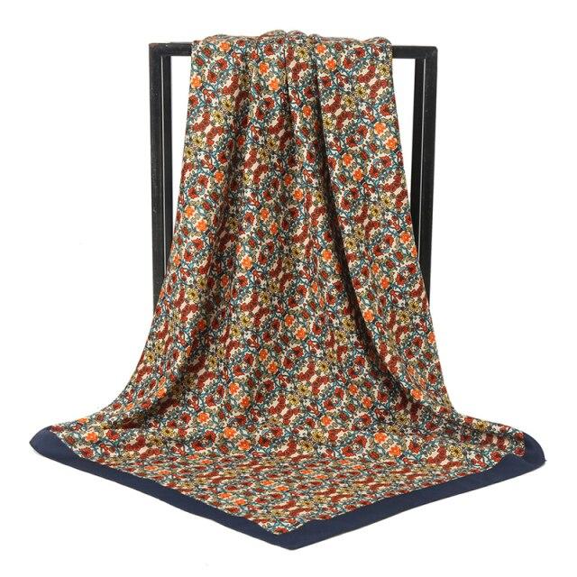 2021 Design Brand Women Square Silk Scarf Chain Print Head Scarfs Female Satin Hijab Scarves Shawl Wrap Lady Headband Foulard
