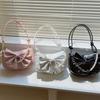 Solid Color Women Underarm Bag PU Leather Bow Handbag Simple Bowknot Shoulder Bag  Office Worker