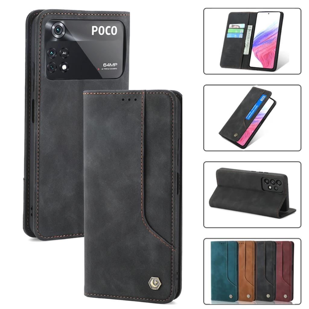 Кожаный чехол-книжка для Xiaomi Mi 13 12T 11T 10T 11 12 Lite Pro 5G Poco F5 X5 Pro M6 M5S M4 F4 F3 X3 X4 GT Магнитная обложка-кошелек