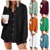 Women's Casual Button Shirt Casual Long Sleeved Loose Fitting Shirt With Pockets