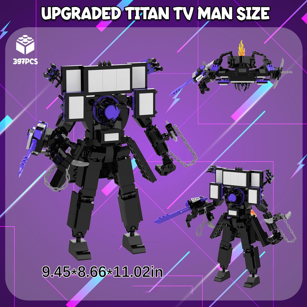 Skibidi Toilet Upgraded Titan TV Man Building Sets Gargantuan TV Man Boss Figures Merch Birthday Christmas Toy Gifts 396PCS