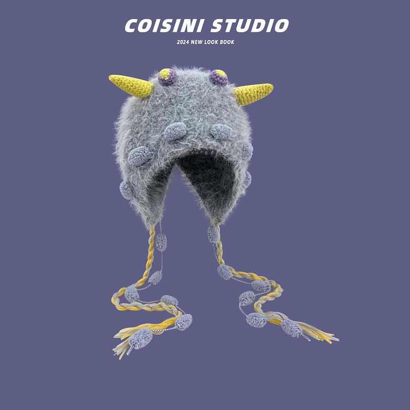 Милые медвежьи ушки Тедди флис вязаный разноцветный пуловер шапка для женщин зимние теплые защитные наушники Able Straps шапки-бомберы