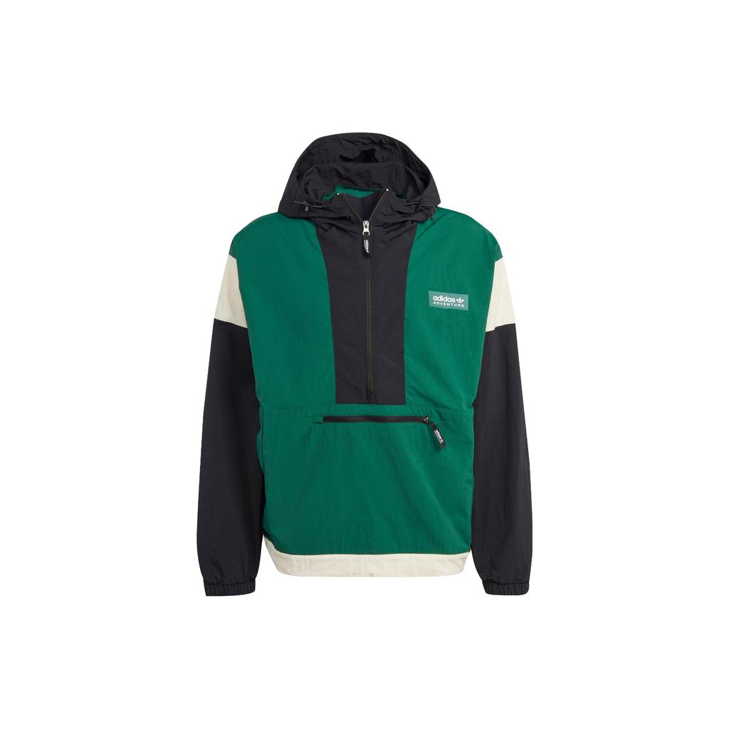 Adidas Originals Adventure Windbreaker Long Sleeve Hooded Sports Jacket Men Jackets Dark-Green IC5640