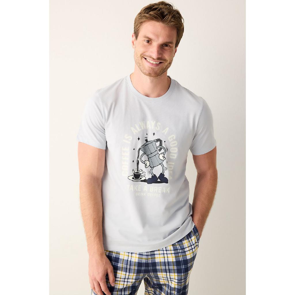 Пижамный комплект из разноцветных брюк кофейного цвета