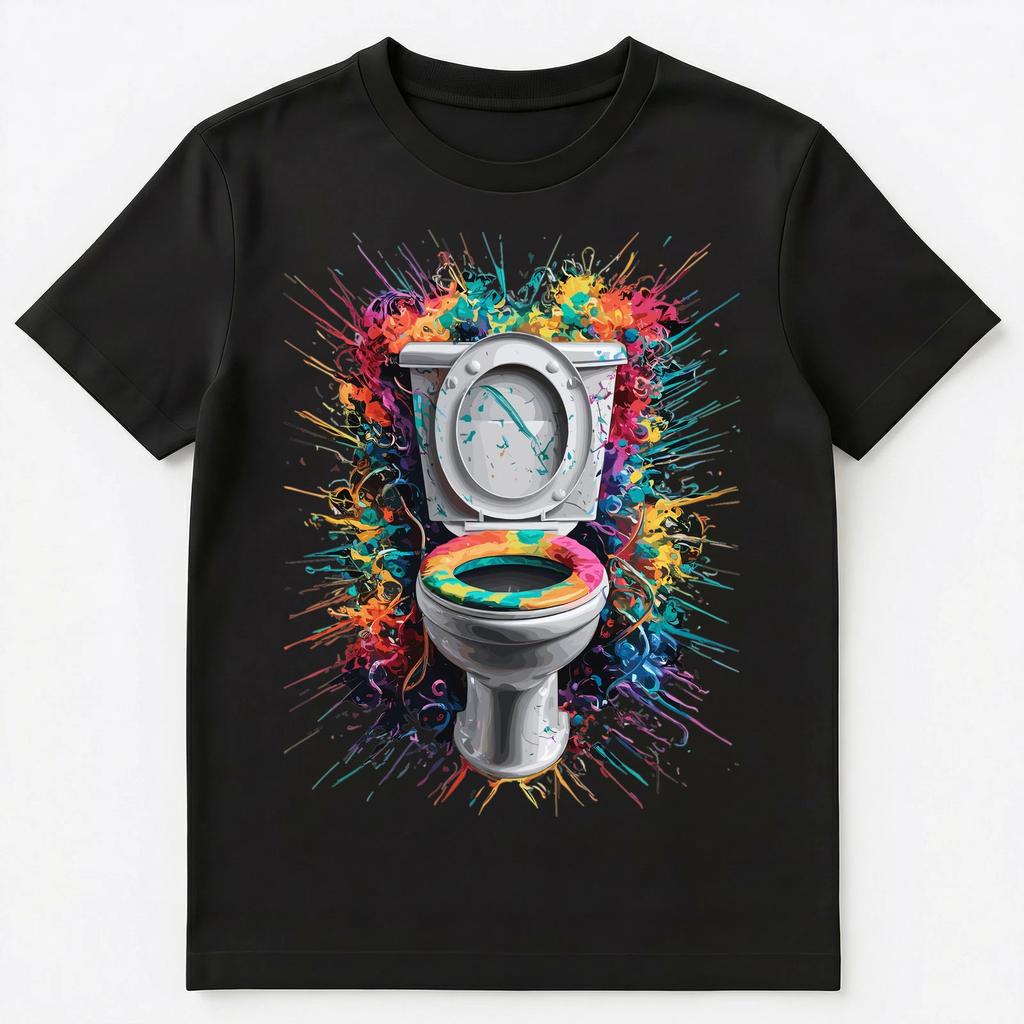 Colorful Paint Splash Toilet Art Graphic Unisex T-Shirt