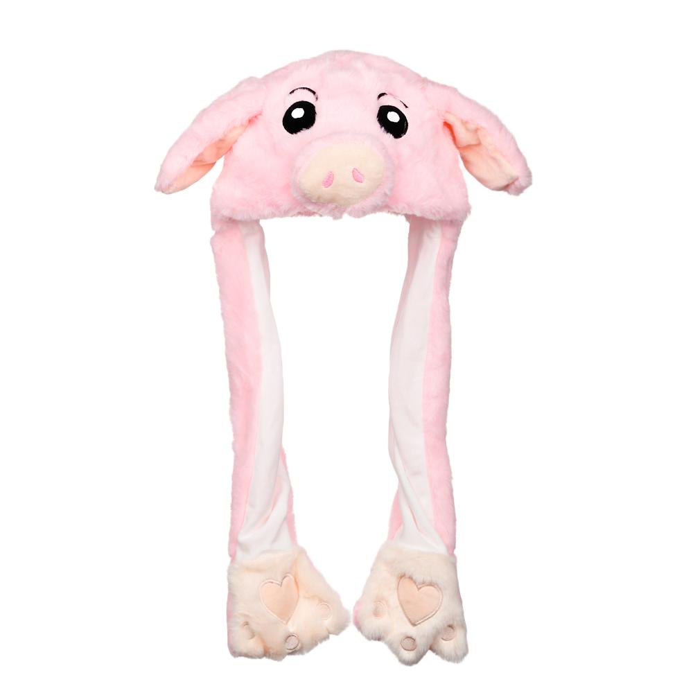 Winter Soft Warm Animals Ear Hat Rabbit Pinch Airbag Plush Funny Cap
