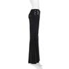 Women's Flare Pants Low Waist Slim Fit Y2K Metal Button Design Casual