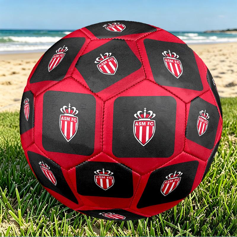 AS Monaco Print Size 5 Soccer Ball, PU Wear Resistant Football for Match Training and Daily Practice, Birthday Gift for Soccer Fans